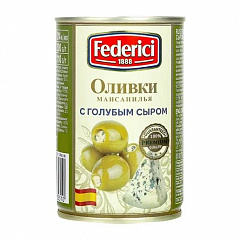 Оливки «Federici» Мансанилья с голубым сыром ~ 300 гр.